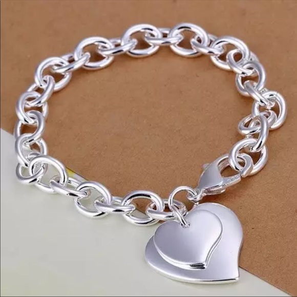 Silver Two Hearts Bracelet - Picture 2 of 9